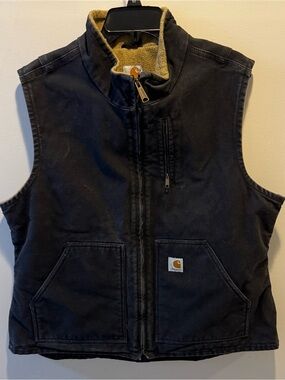 Carhartt Black Quilted-Lined Canvas Vest